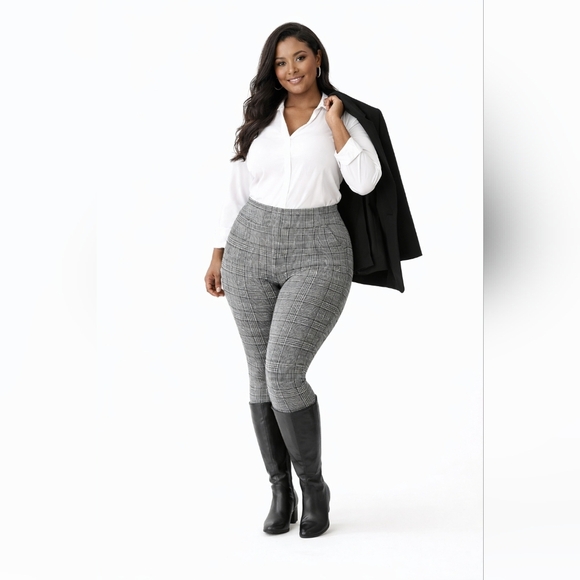 Maze Collection Pants - MAZE Collection Plaid Slimming Leggings 3X NWT High Rise Office Chic